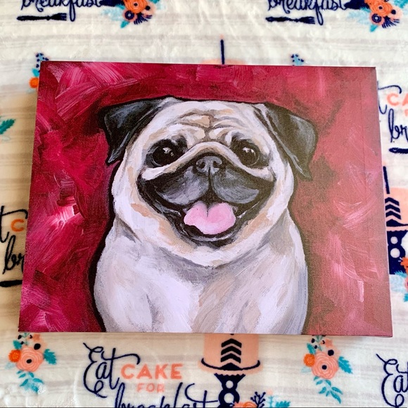 Other - 🐶 Painted Canvas Wrapped Pug Portrait Wall Art 🐶